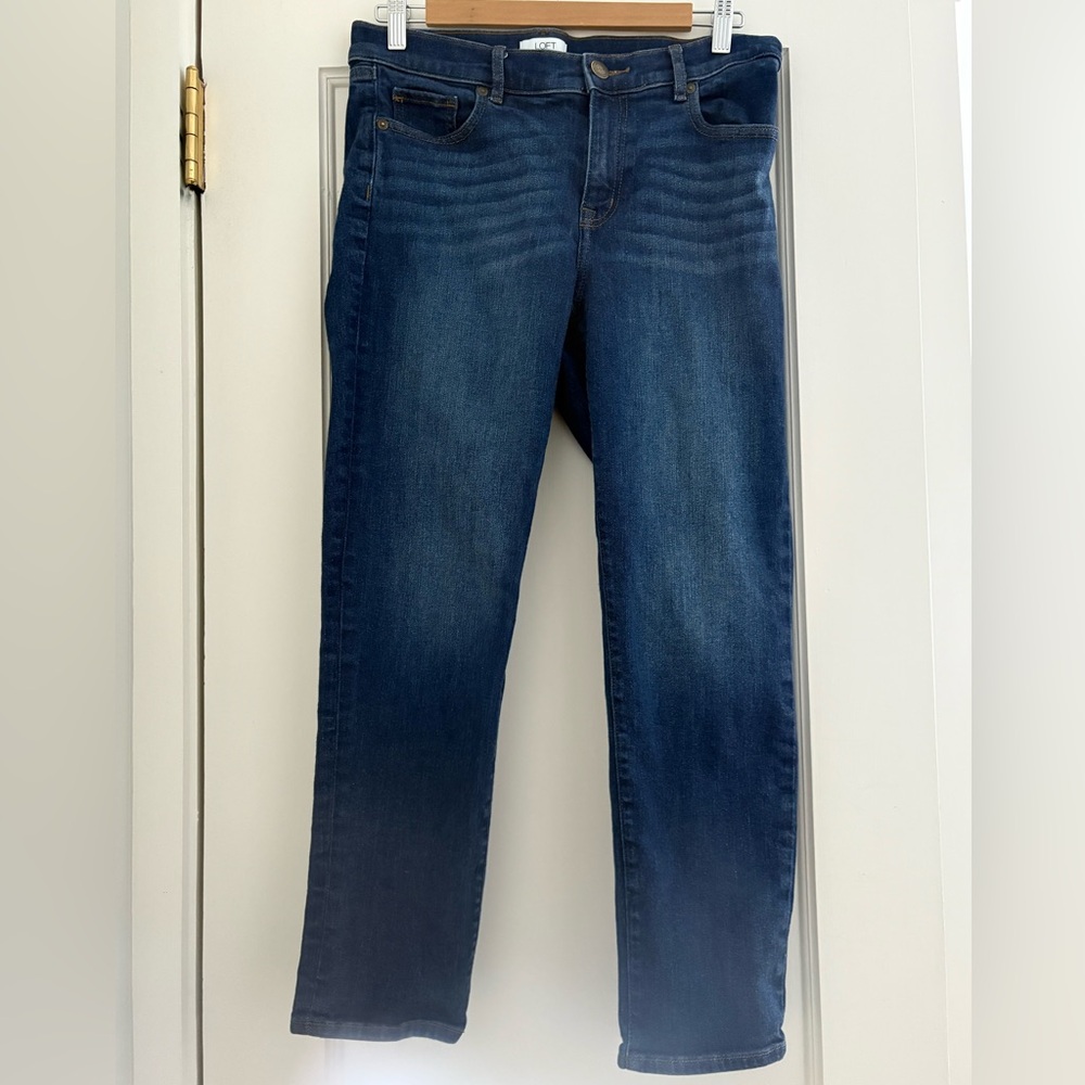LOFT Outlet Dark Blue BOYFRIEND Straight Leg Jeans Petite 4P